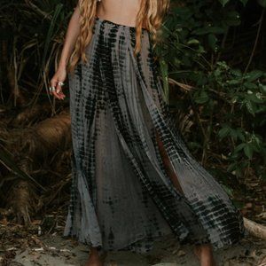 Fara Free Flow Chiffon Shadow Tie Dye Maxi Skirt in Grey